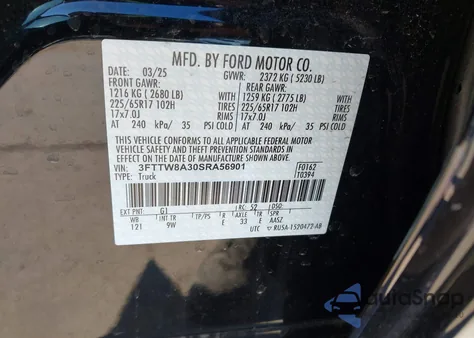 2025 Ford Maverick Xl z USA, uszkodzony, nr VIN 3FTTW8A30SRA56901